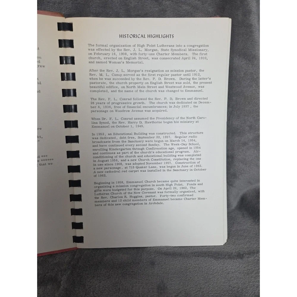 Emmanuel Lutheran Church High Point, NC‎ Cookbook 1962 North Carolina